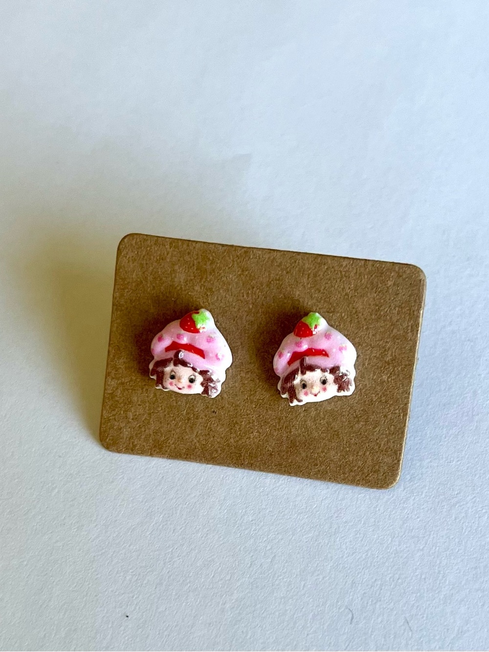 2/$15- Strawberry Shortcake Earrings - Pink & Red Handmade
